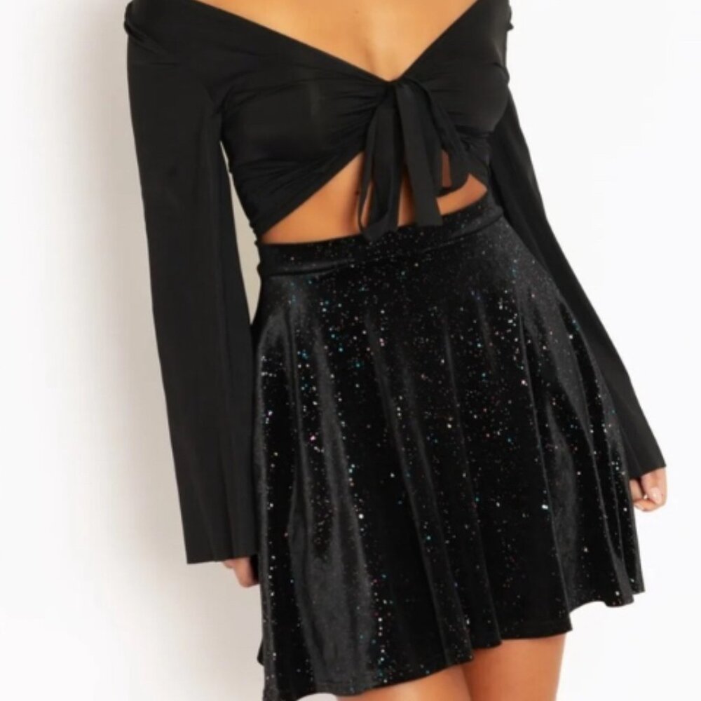 Blackmilk Clohing All That Glitters Multi Velvet Pocket Skater Skirt XL